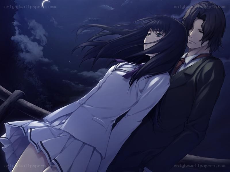 anime couple at night