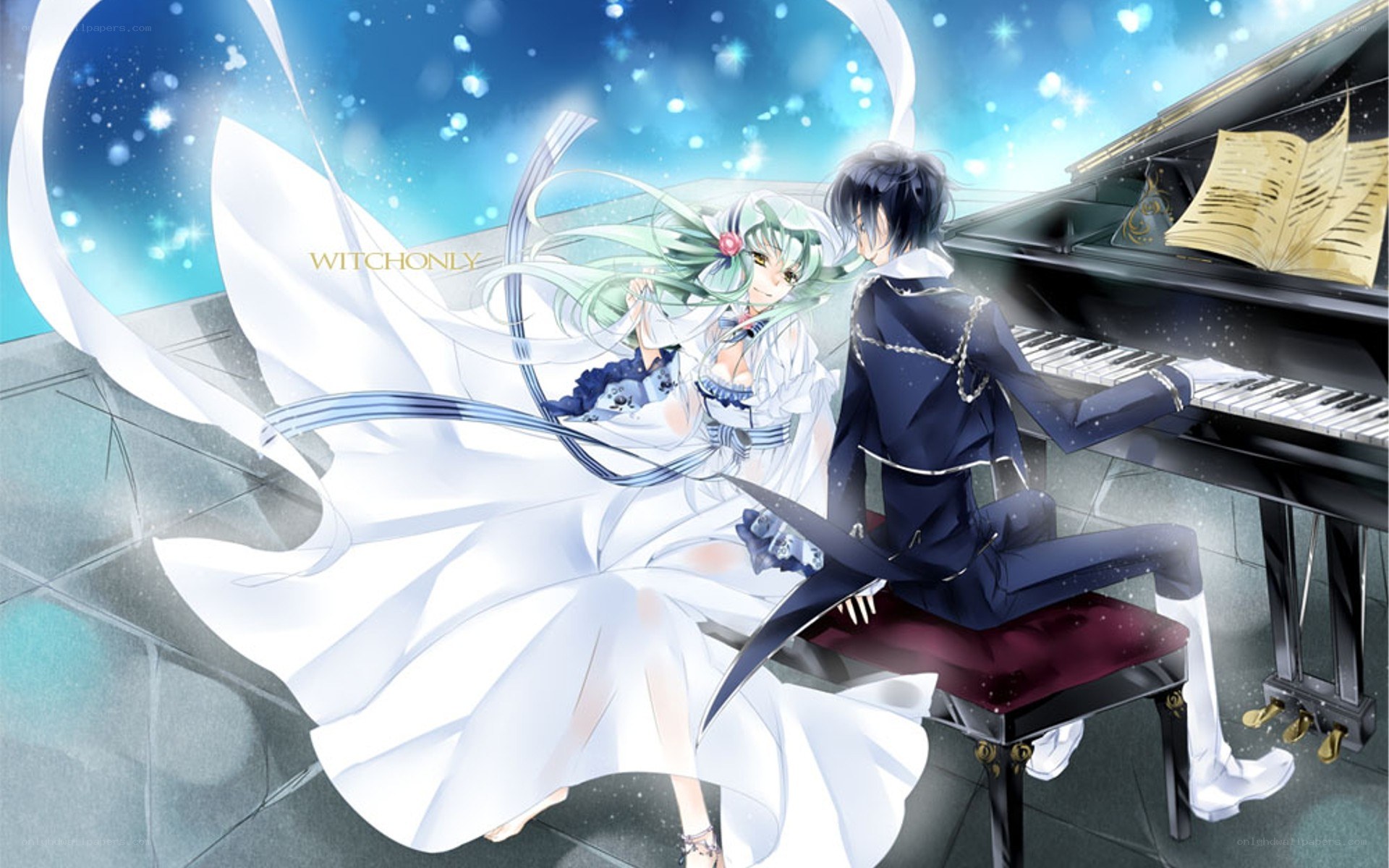 Anime couple at piano