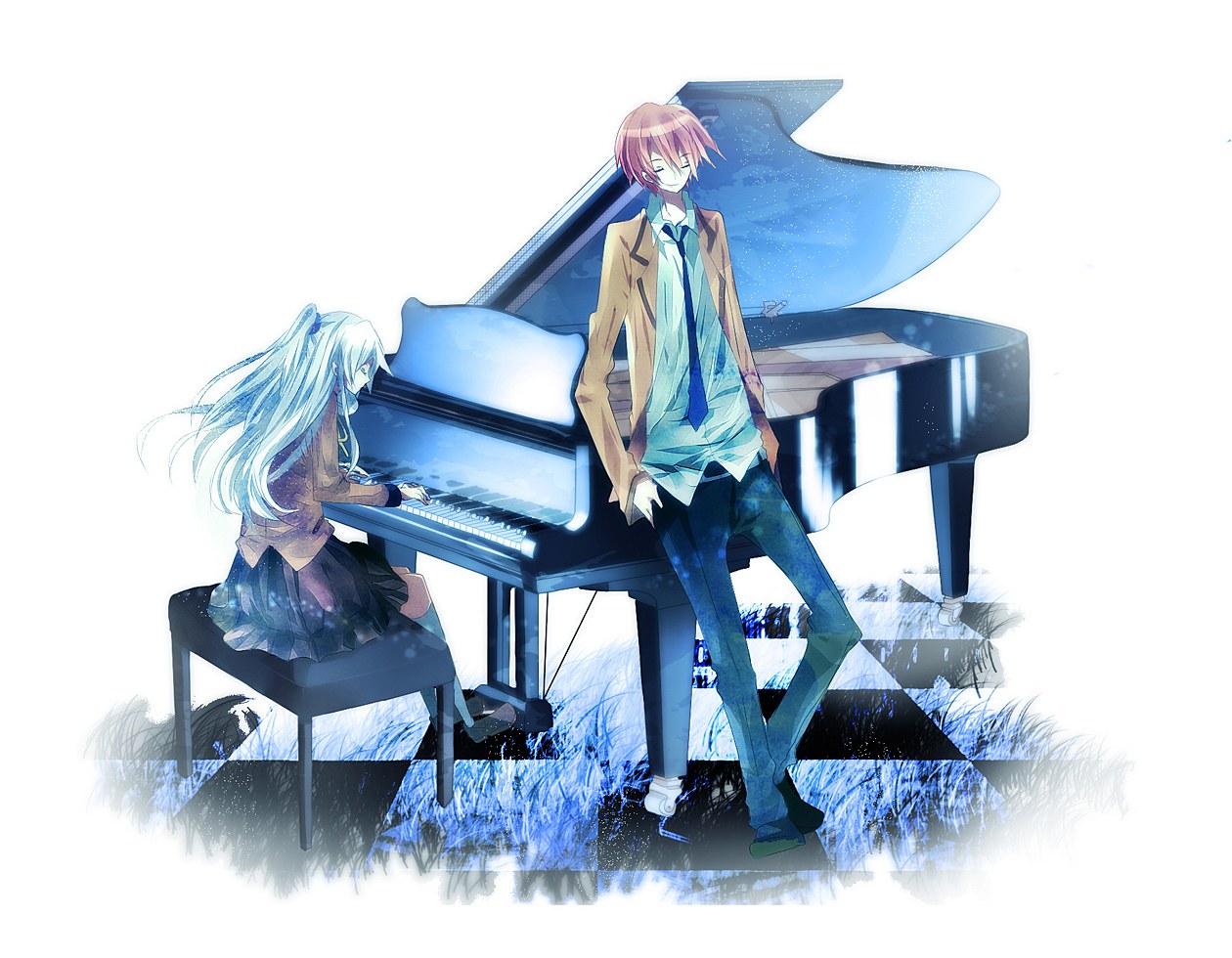 Anime couple at piano