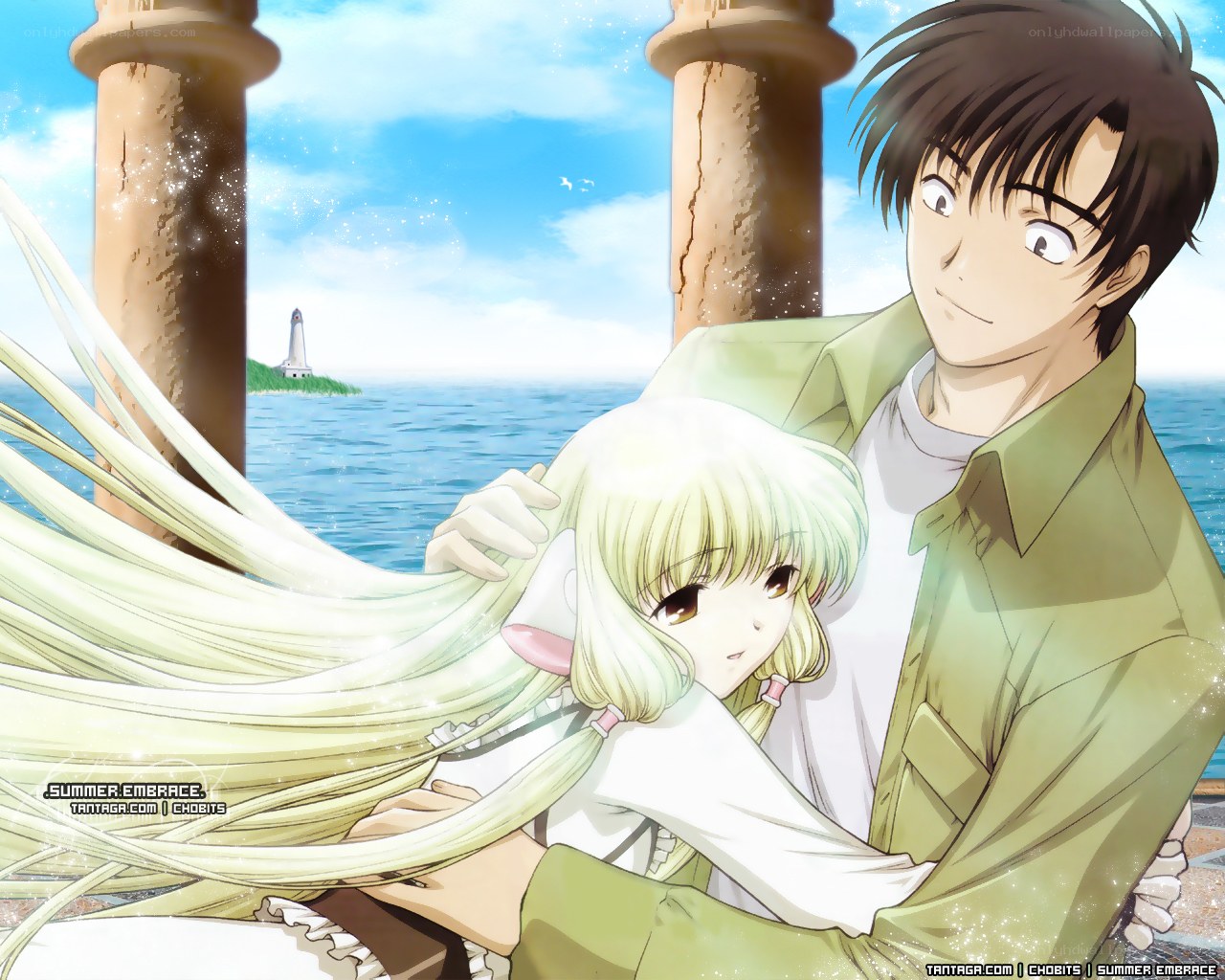 Anime couple at seaside