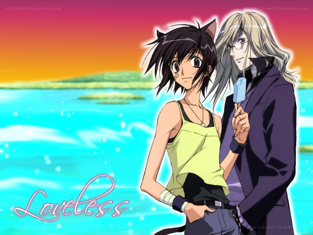 anime couple at sunset