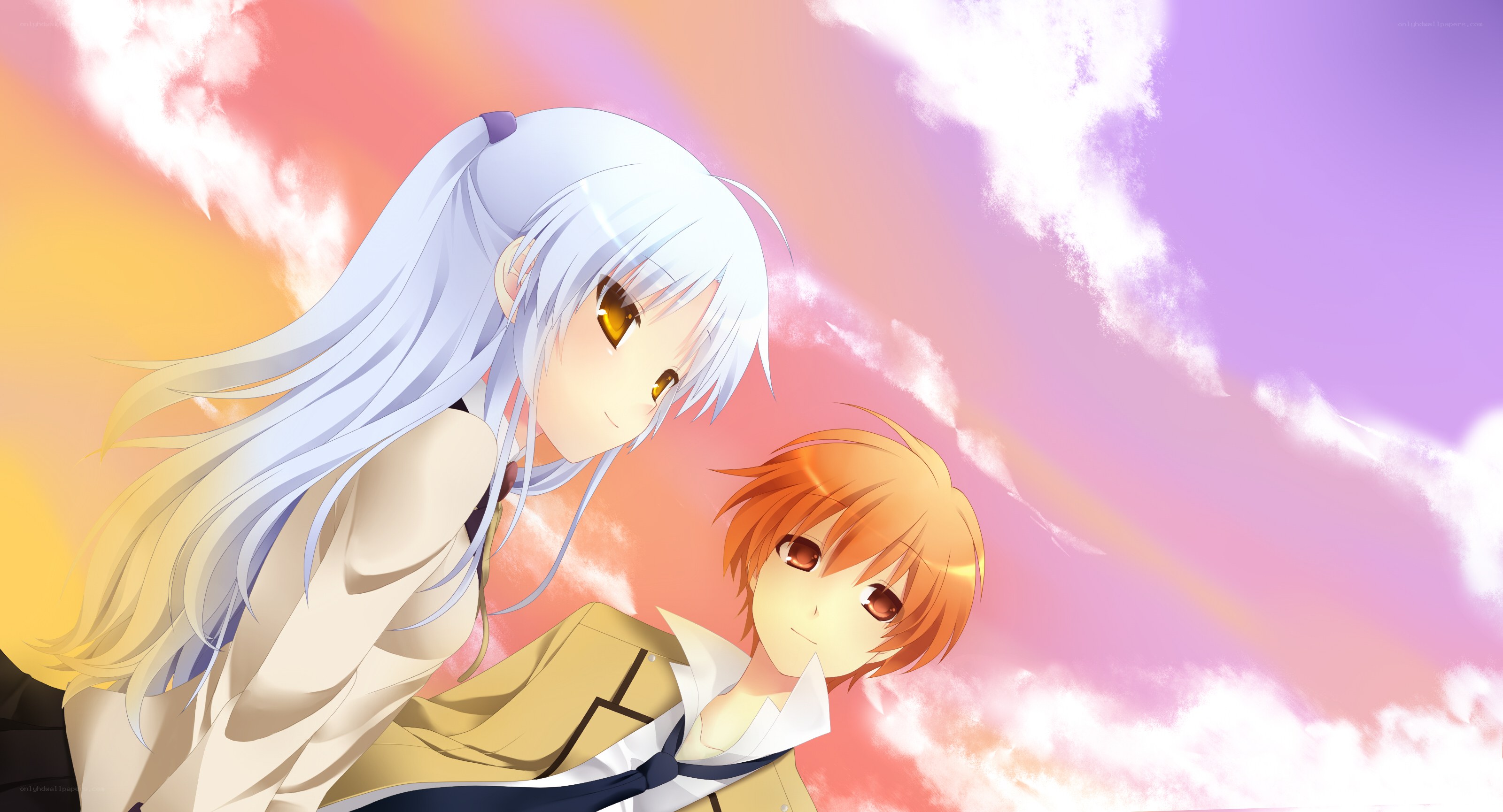anime couple at sunset