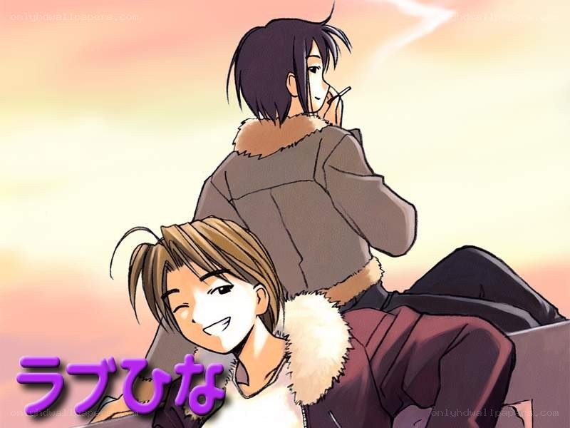 Anime couple at sunset