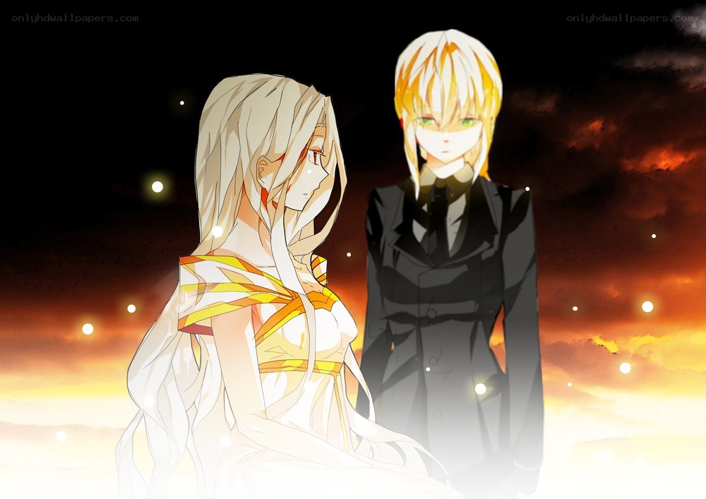 Anime couple at sunset