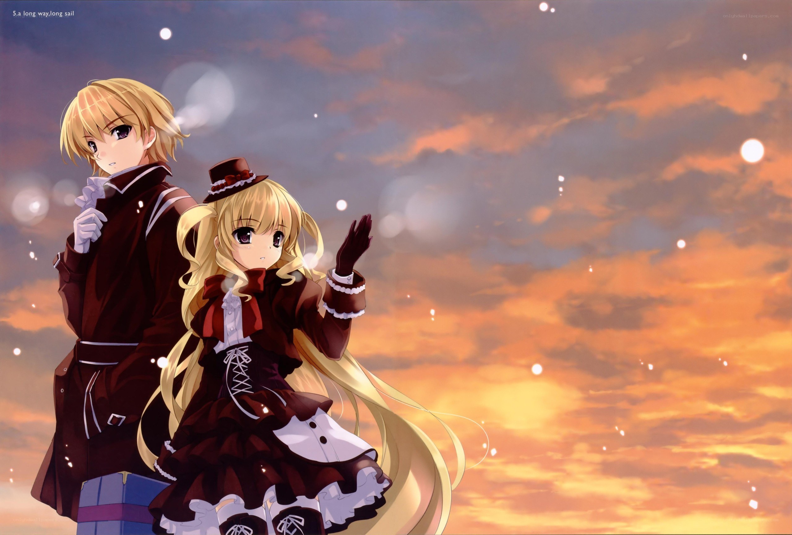 Anime couple at sunset