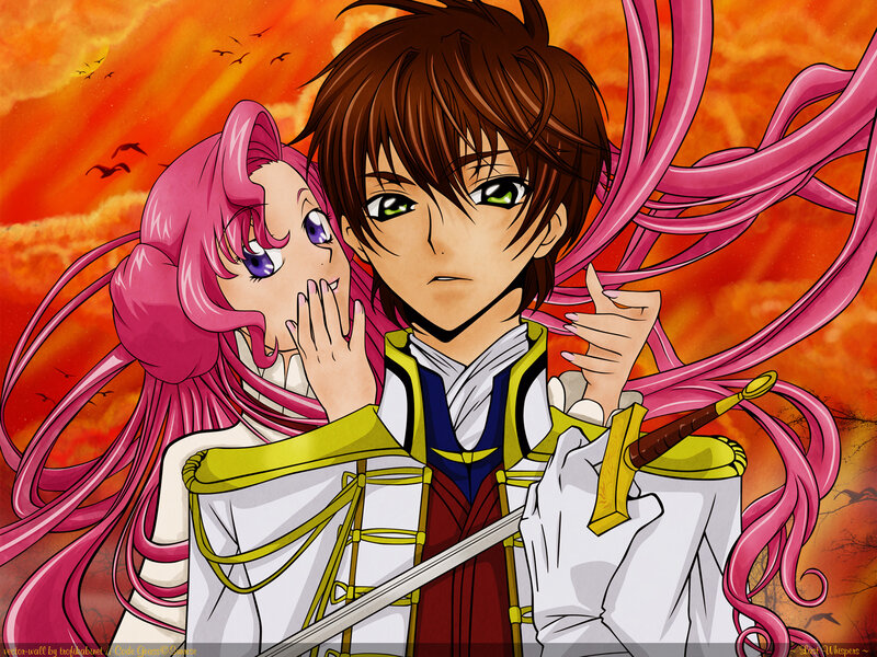 Anime couple at sunset