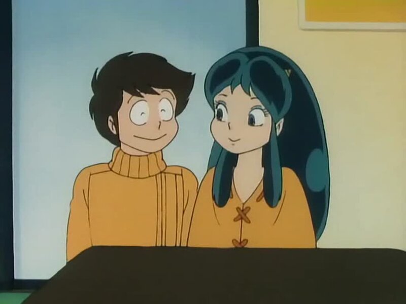 anime couple at table
