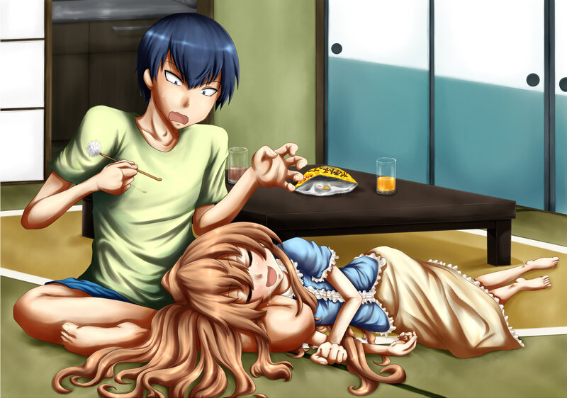 Anime couple at table
