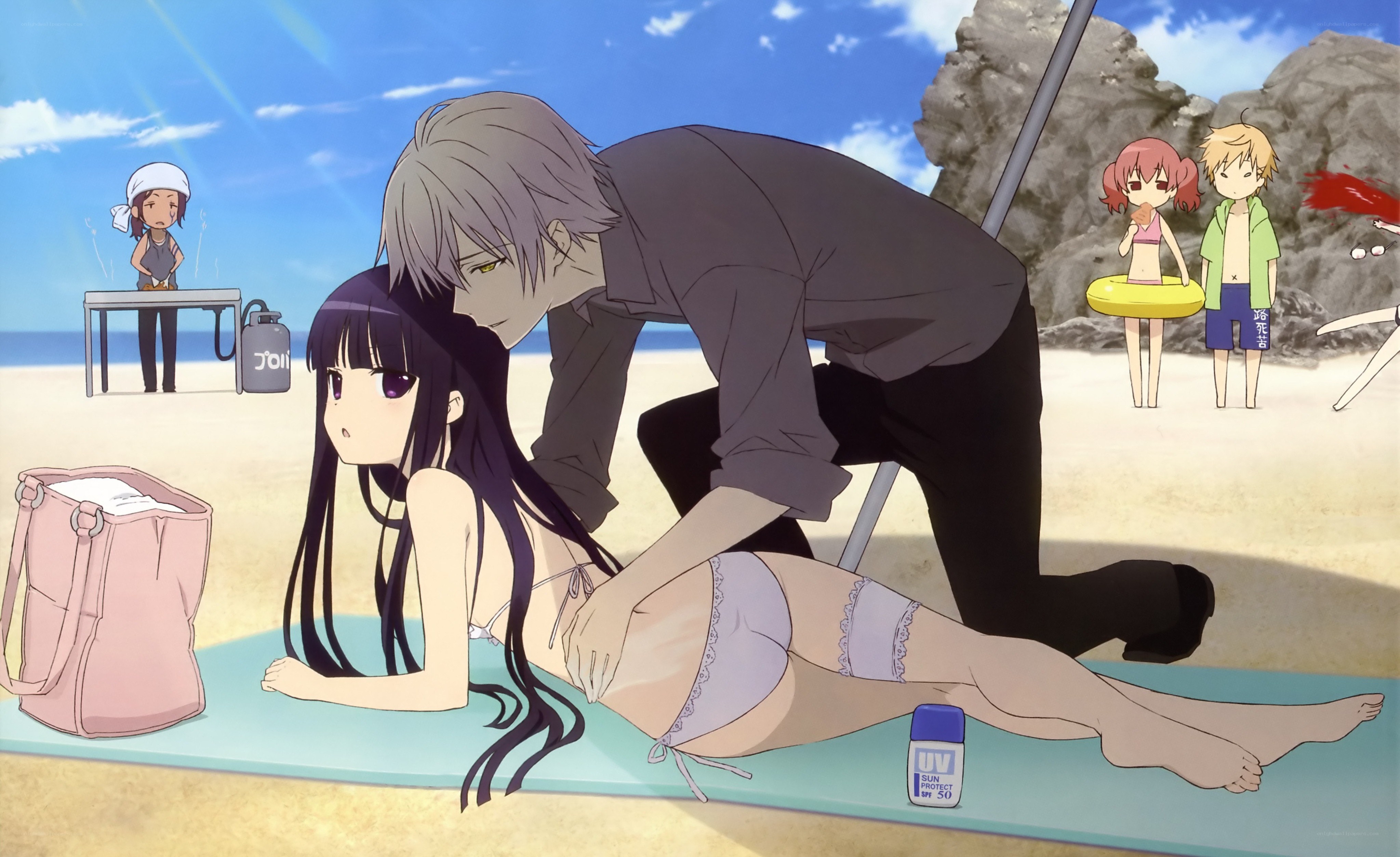 Anime couple at the beach