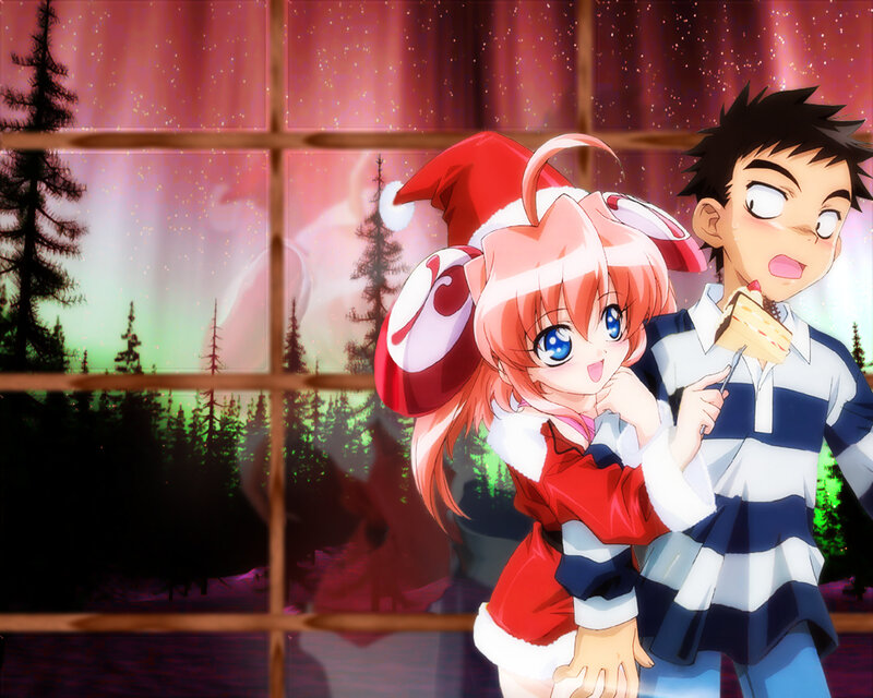 Anime couple at window