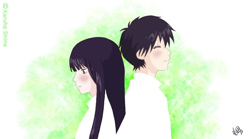 anime couple back to back