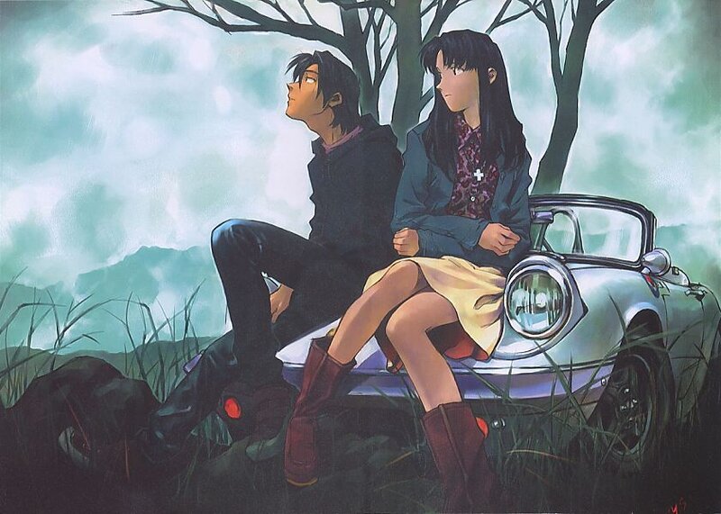 anime couple by car