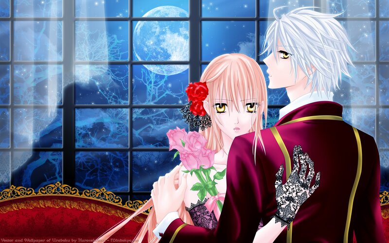 Anime couple by moonlight