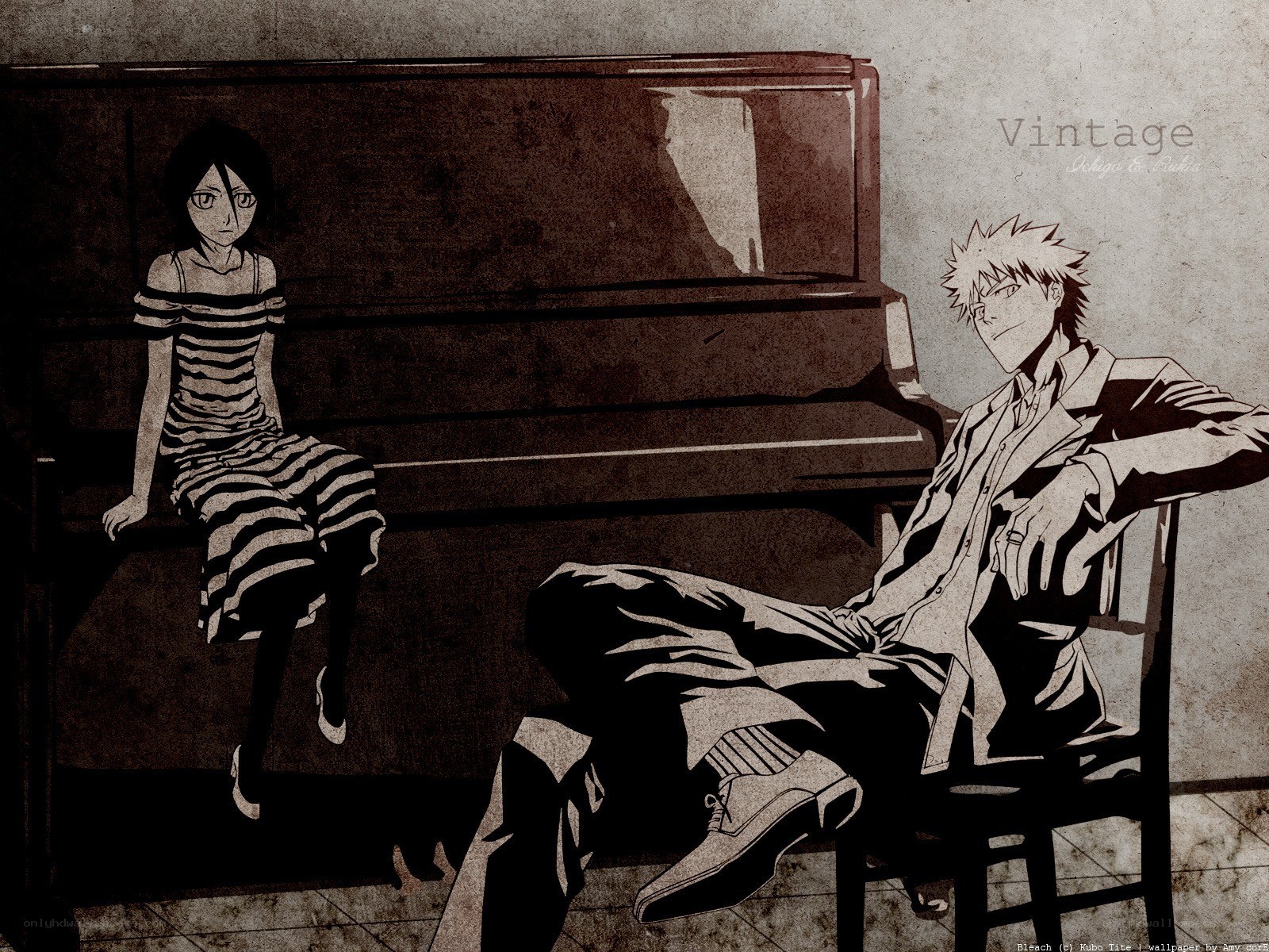 Anime couple by piano