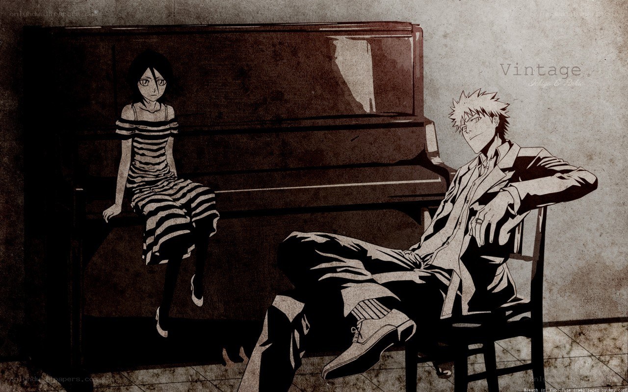 Anime couple by piano