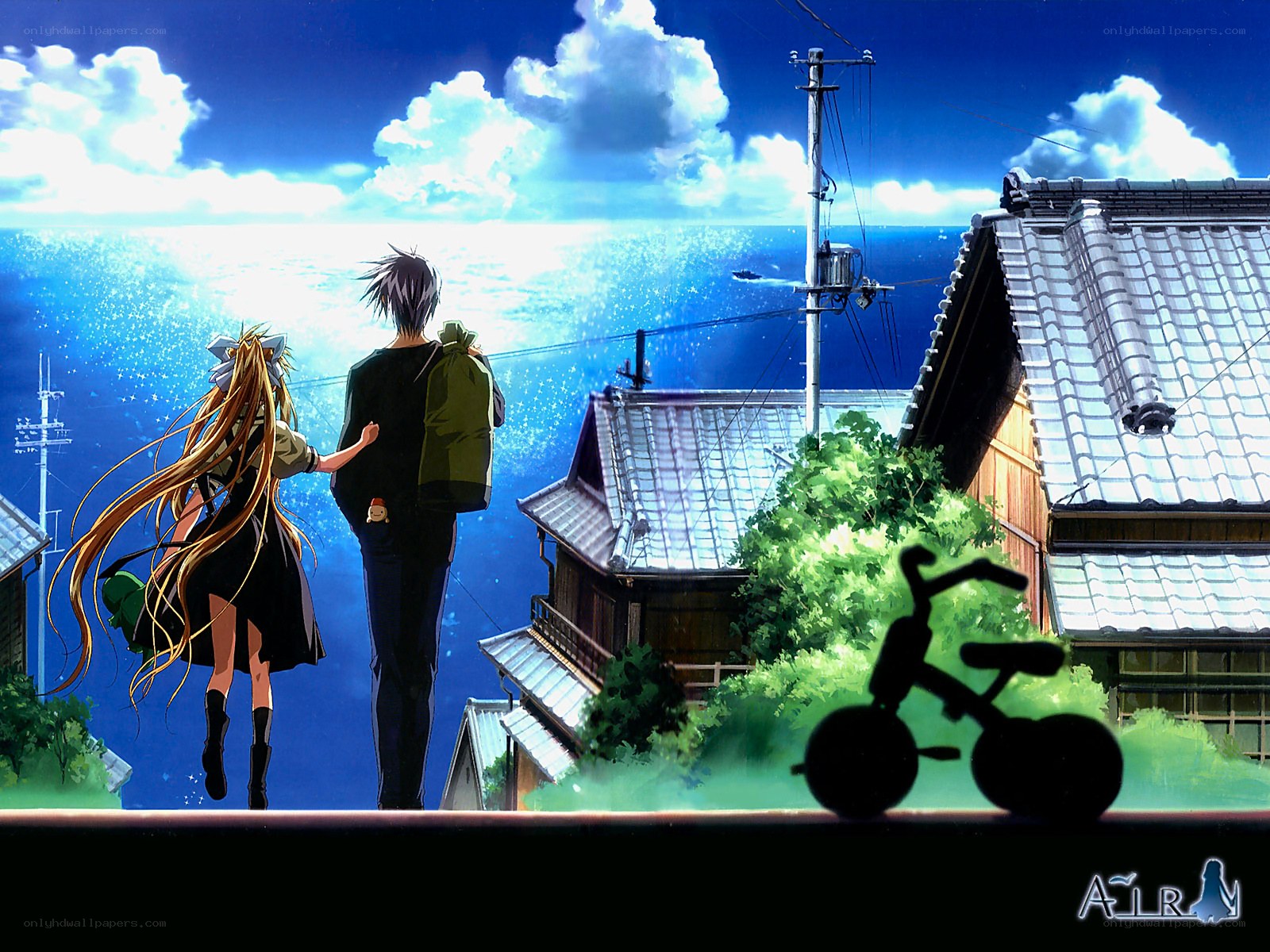 anime couple by the sea