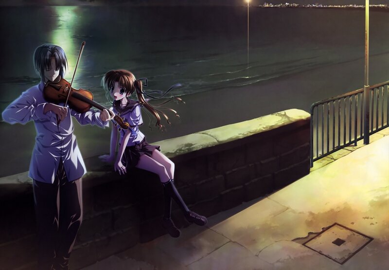 Anime Couple by Water — Purple