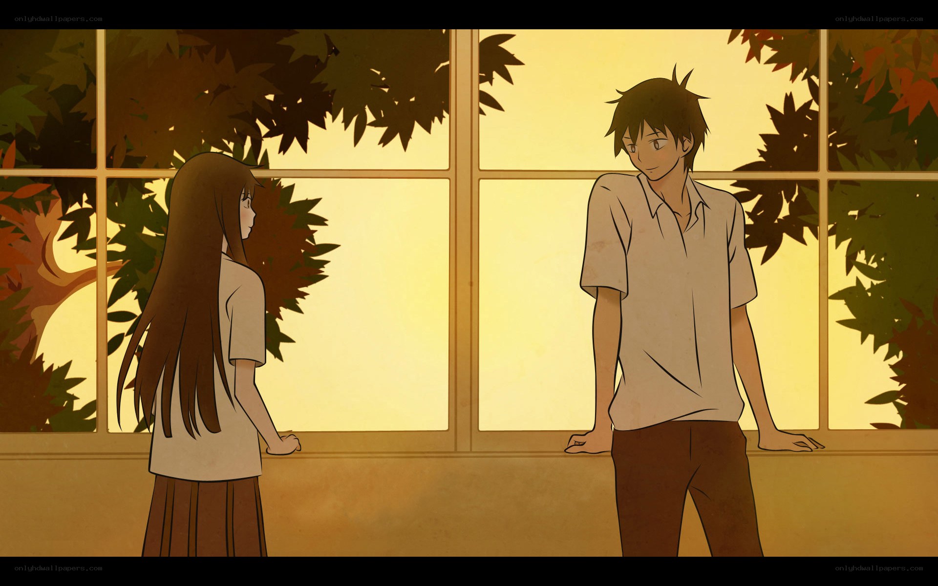 anime couple by window
