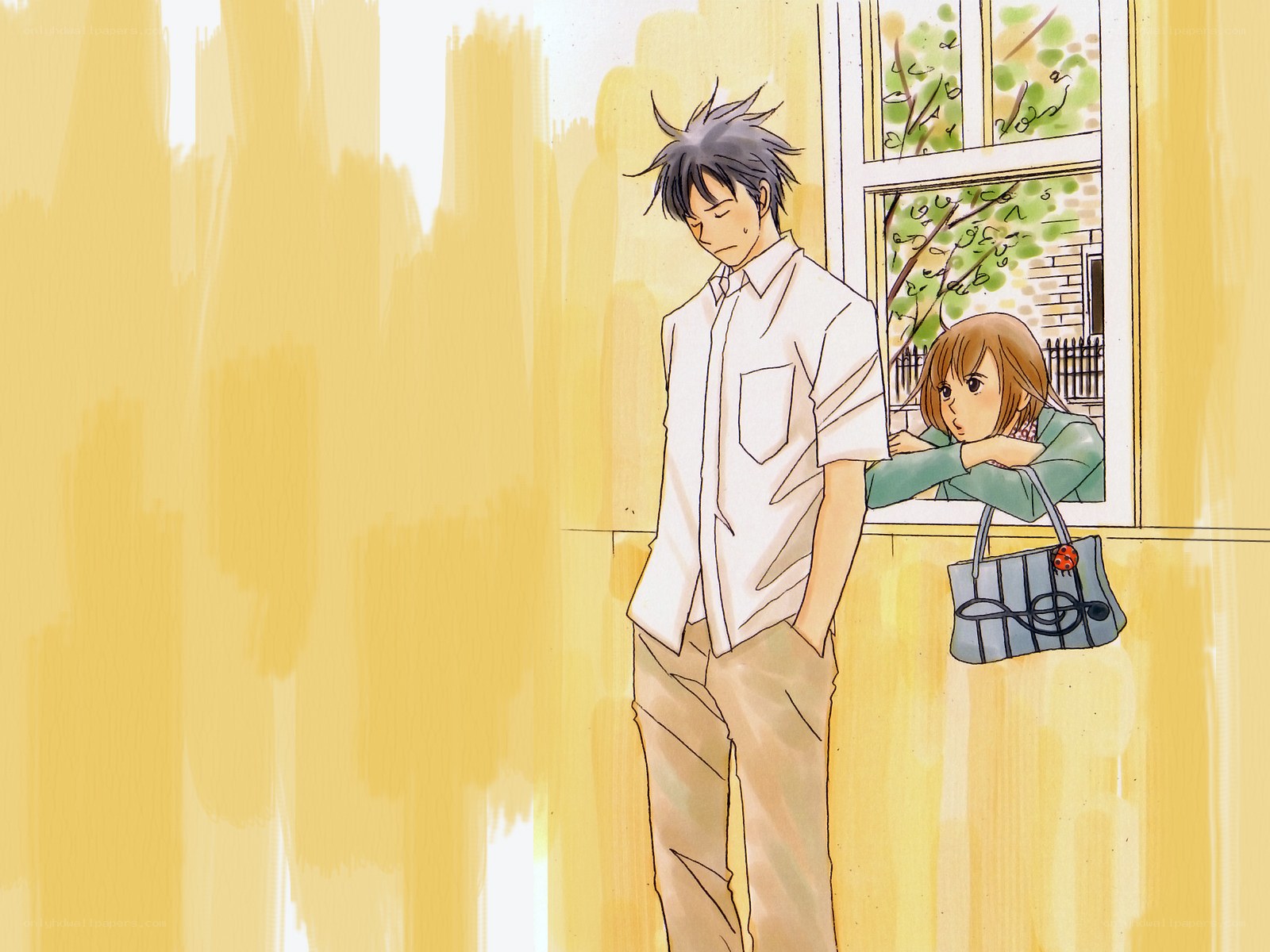 Anime couple by window