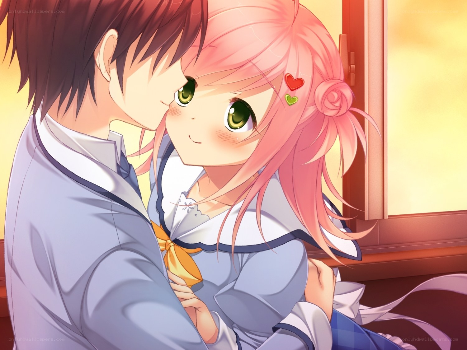 anime couple by window