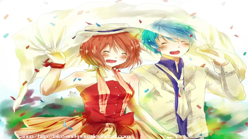 Anime Couple Celebrating — Red