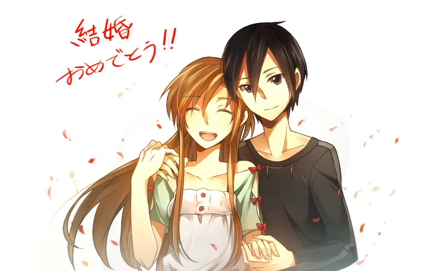 Anime couple celebrating wedding