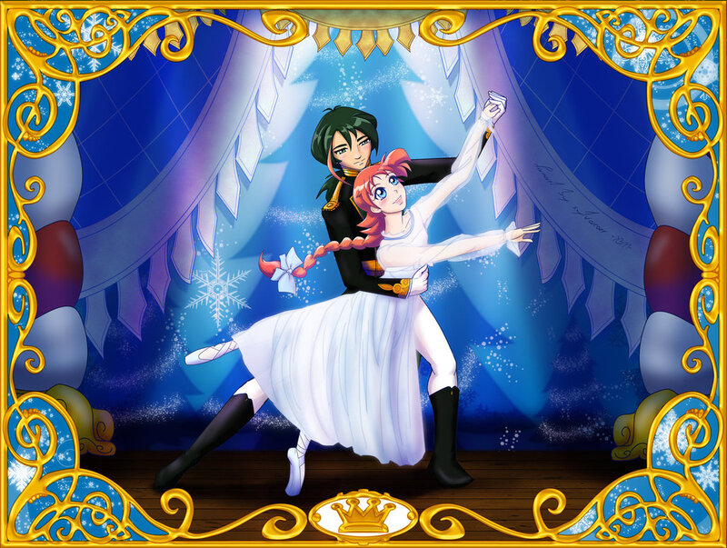 Anime Couple Dancing — Blue, Dramatic, Winter