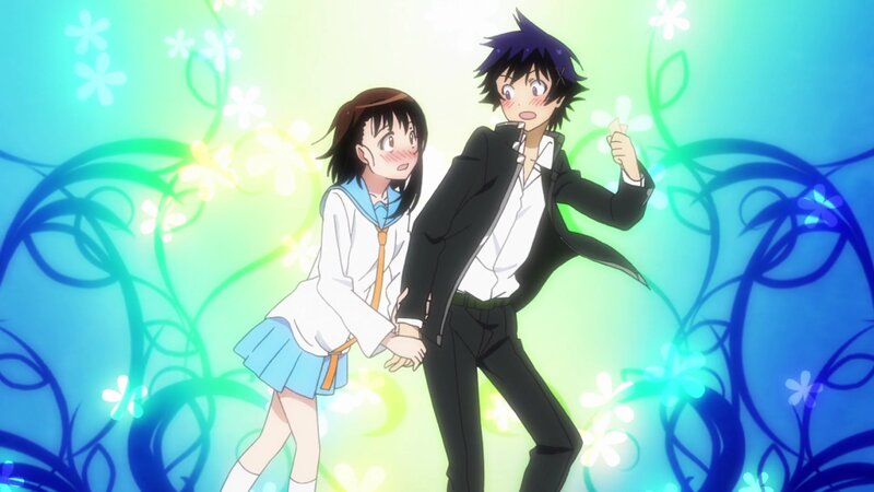 Anime Couple Dancing — Blue, Playful, School Uniform