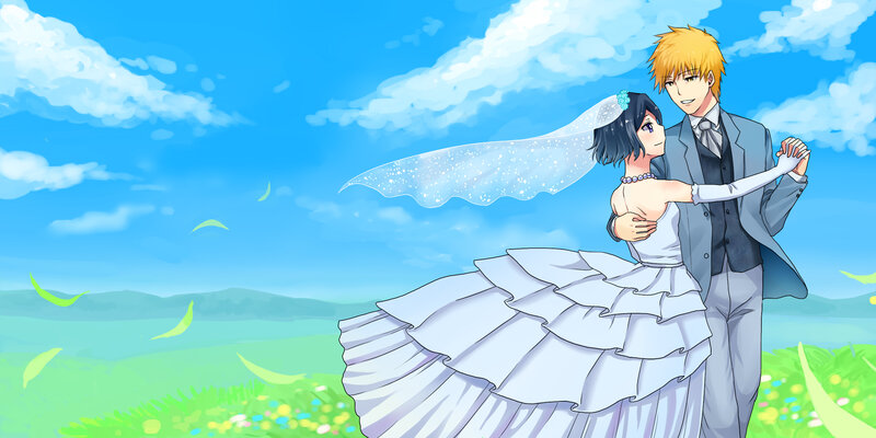 Anime Couple Dancing — Blue, Serene
