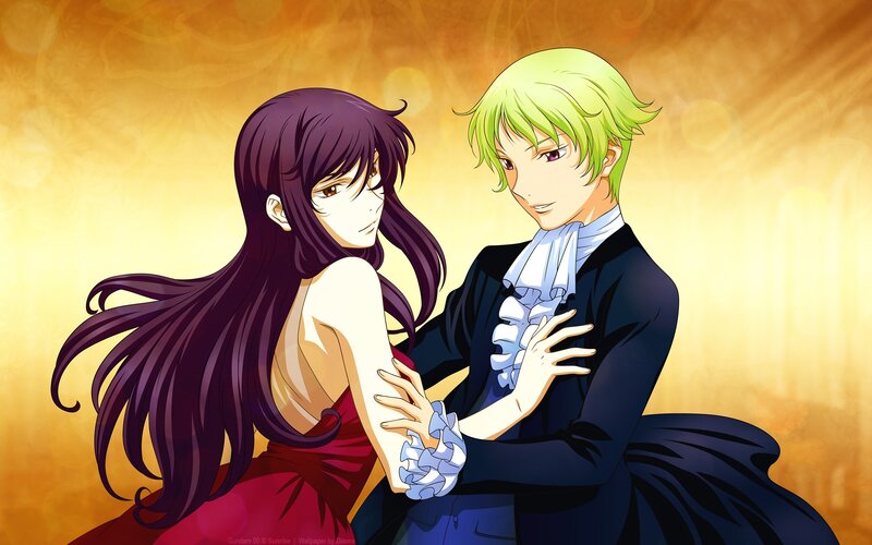 Anime Couple Dancing — Gold, Romantic