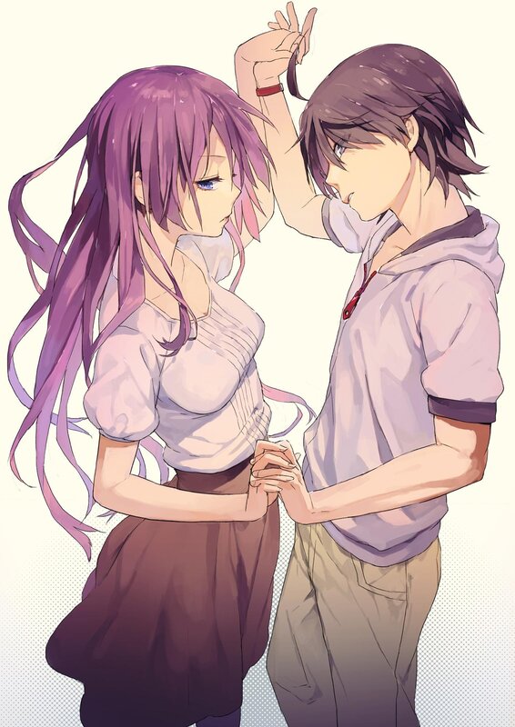 Anime Couple Dancing — Purple, Intimate, Holding Hands
