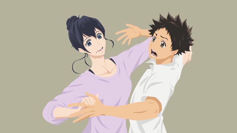 Anime Couple Dancing — Purple, Playful