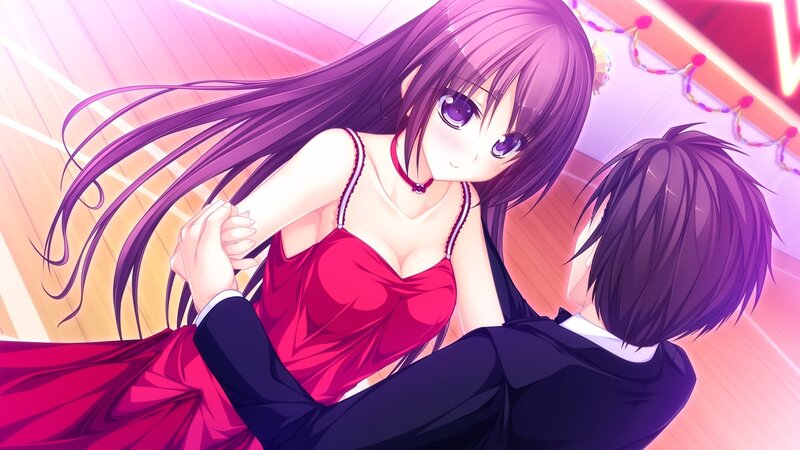 Anime Couple Dancing — Purple, Romantic, Dress