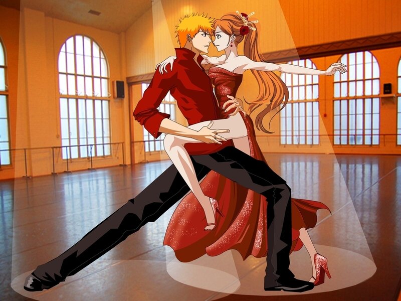 Anime Couple Dancing — Red, Dramatic, Dance Studio