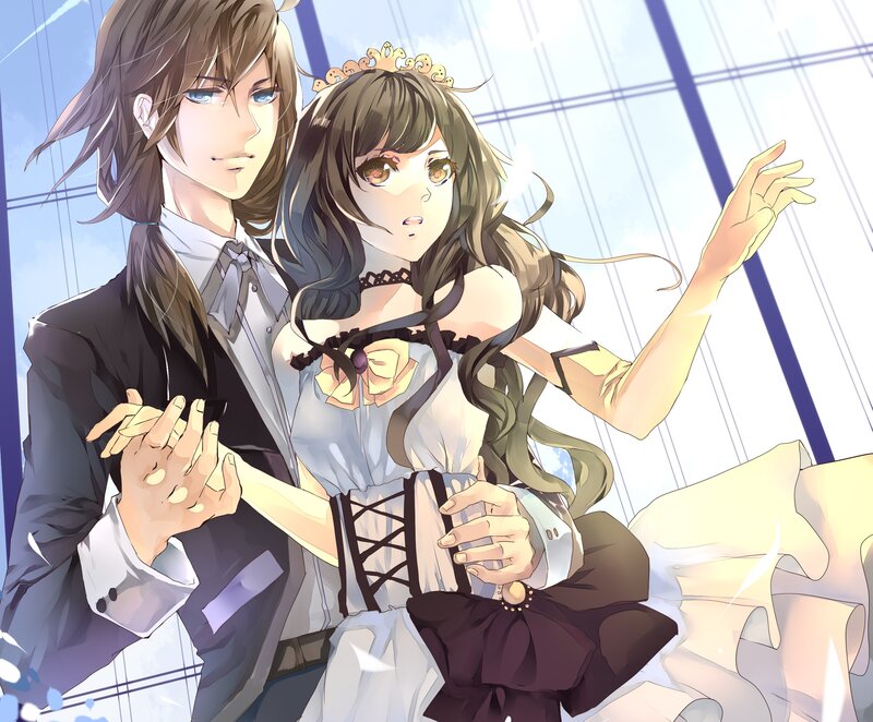 Anime Couple Dancing — White, Dramatic, Afternoon