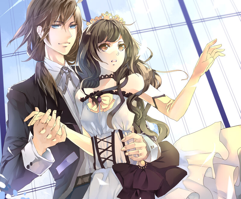 Anime Couple Dancing — White
