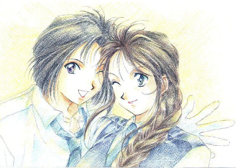 anime couple drawing