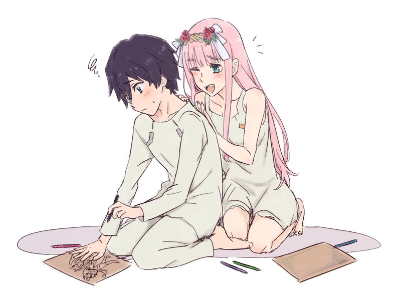Anime Couple Drawing — Pink