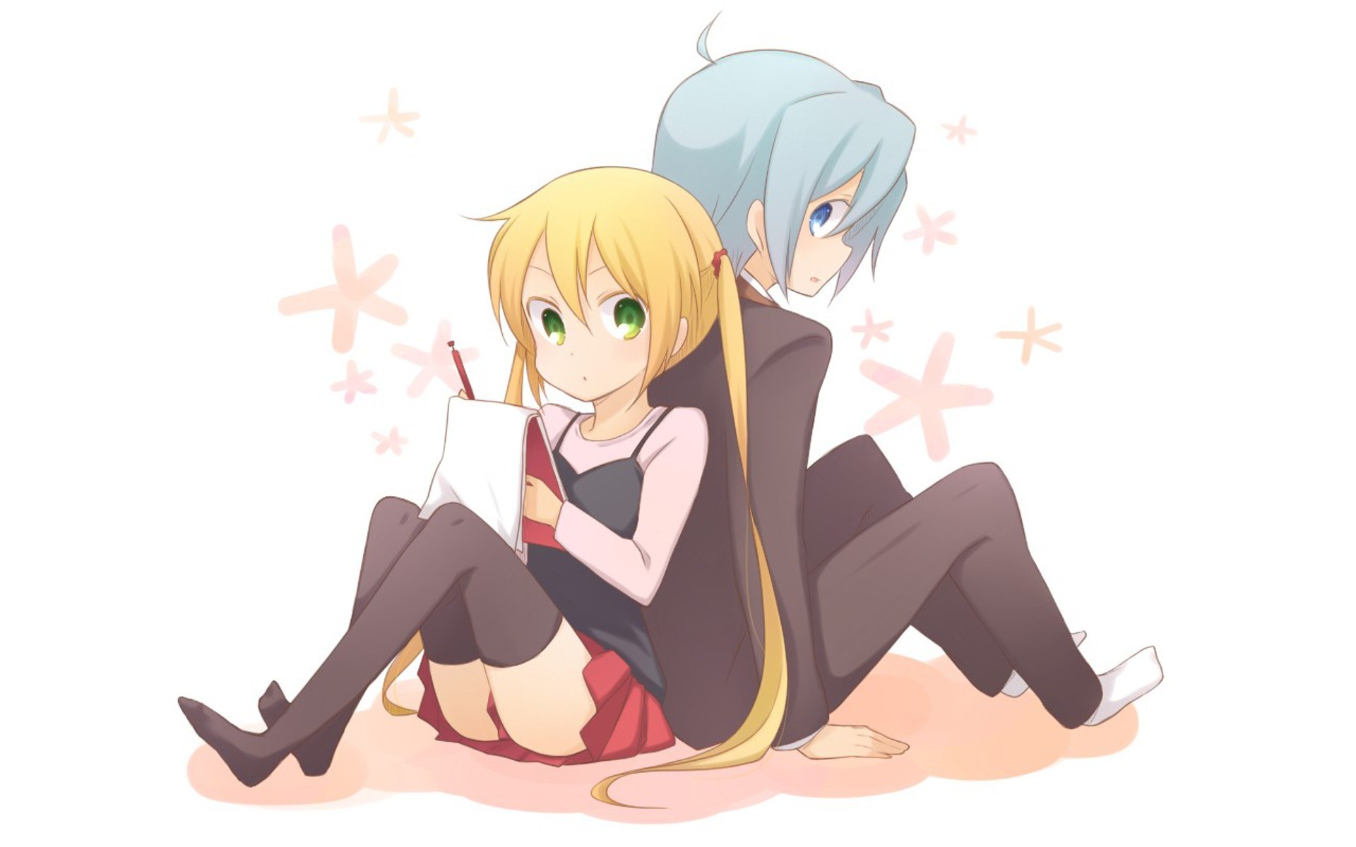 Anime couple drawing together