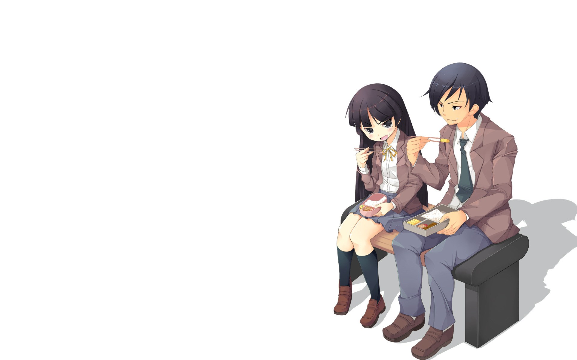 anime couple eating bento