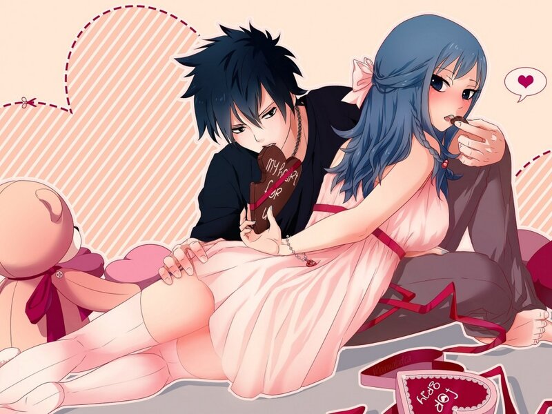 Anime Couple Eating Chocolate
