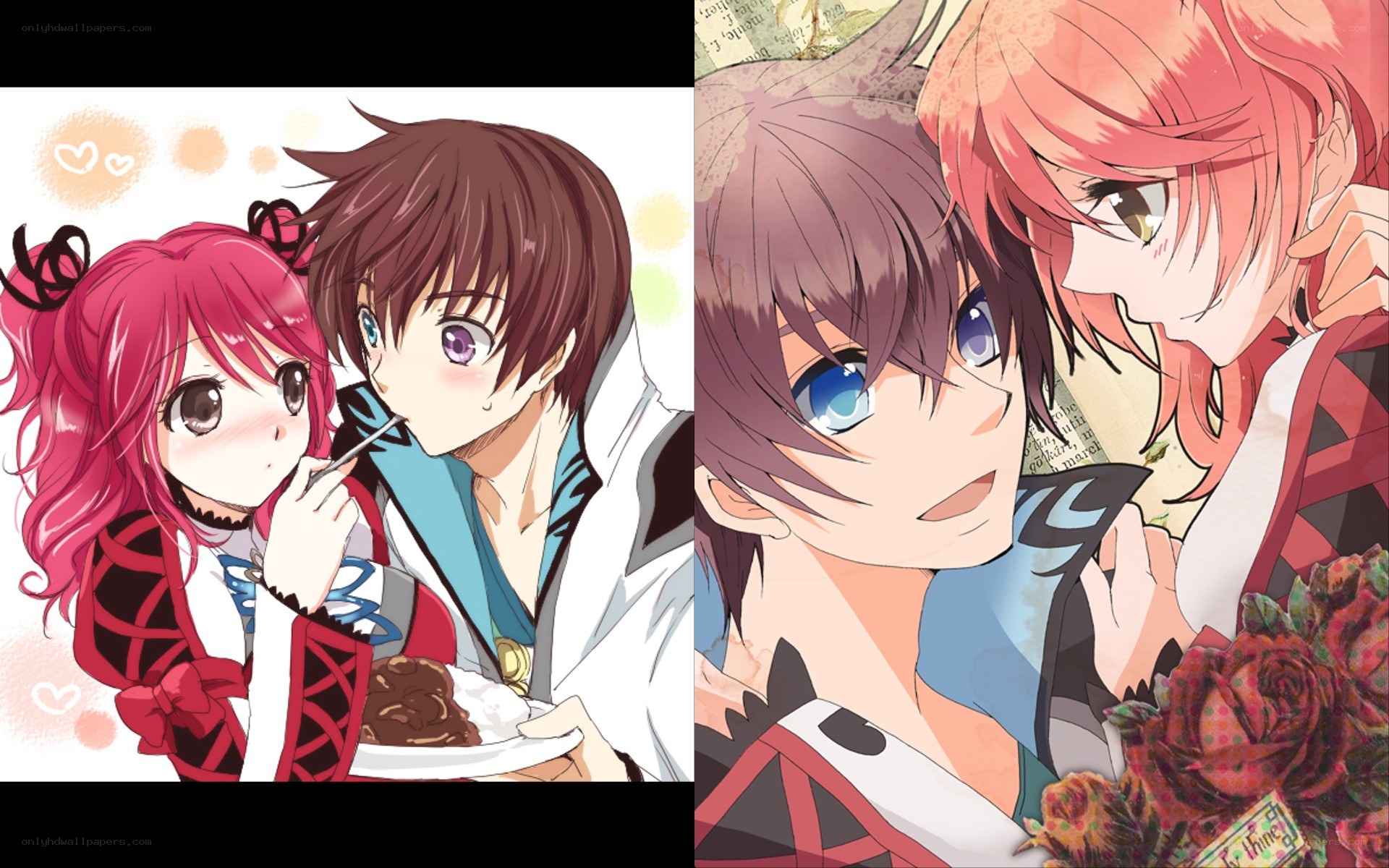 anime couple eating dessert