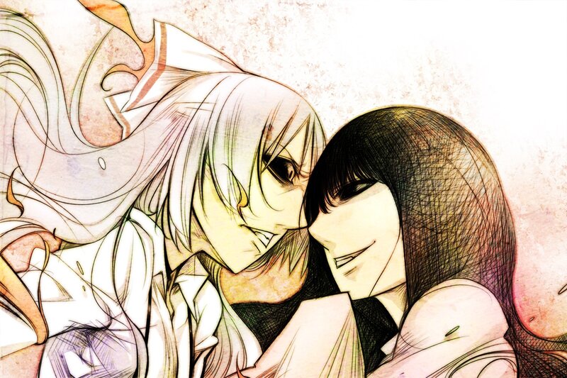 anime couple embrace