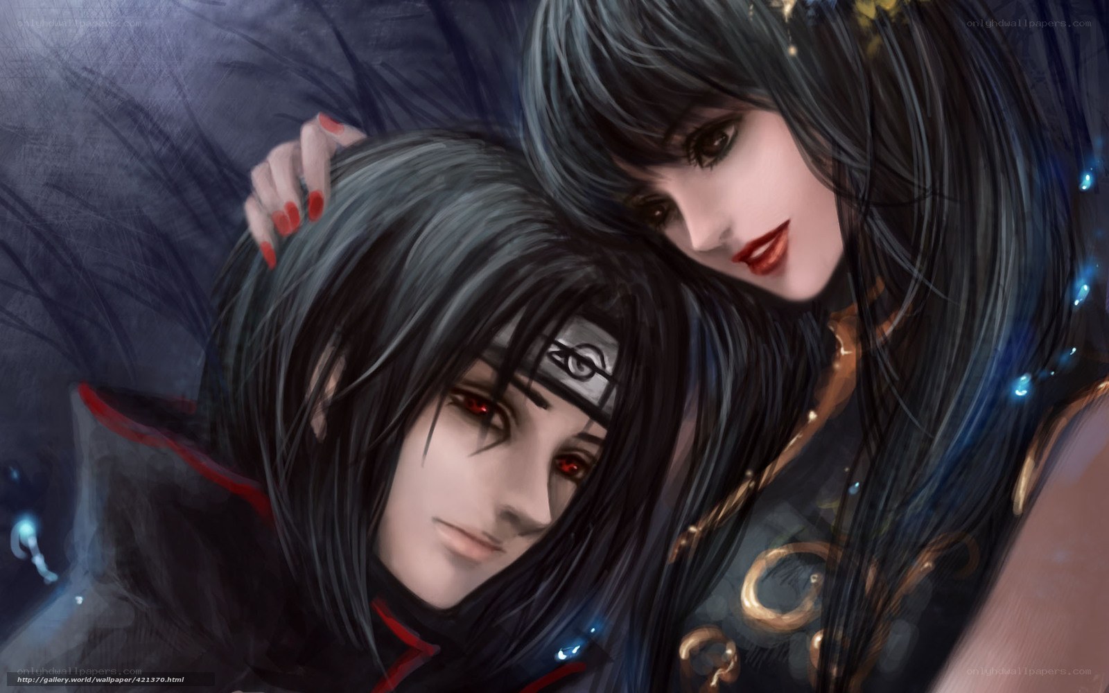 anime couple embrace