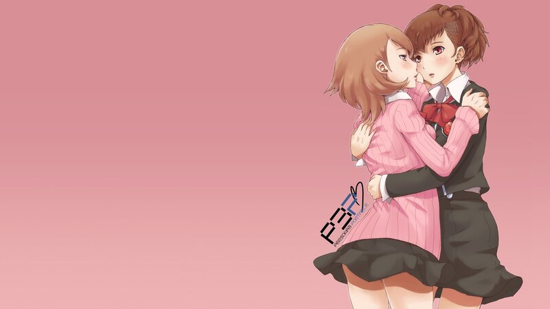 anime couple embrace
