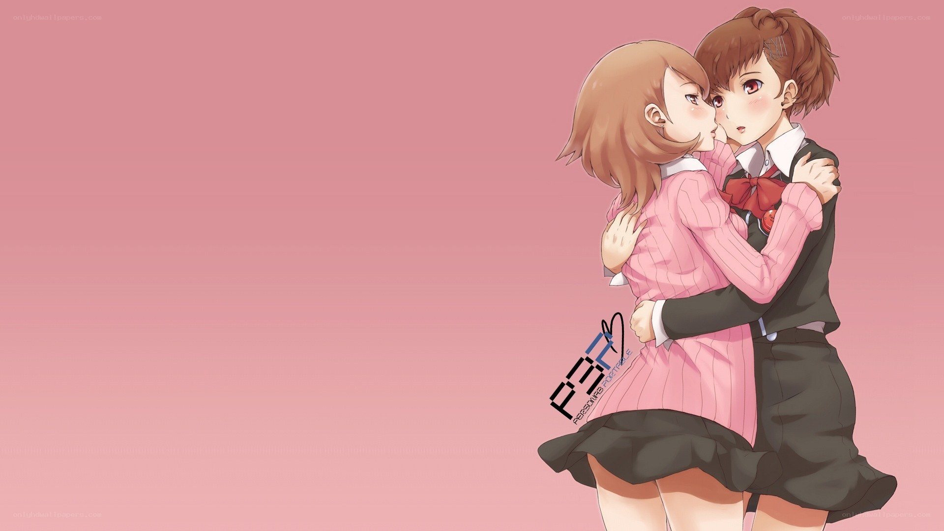 anime couple embrace