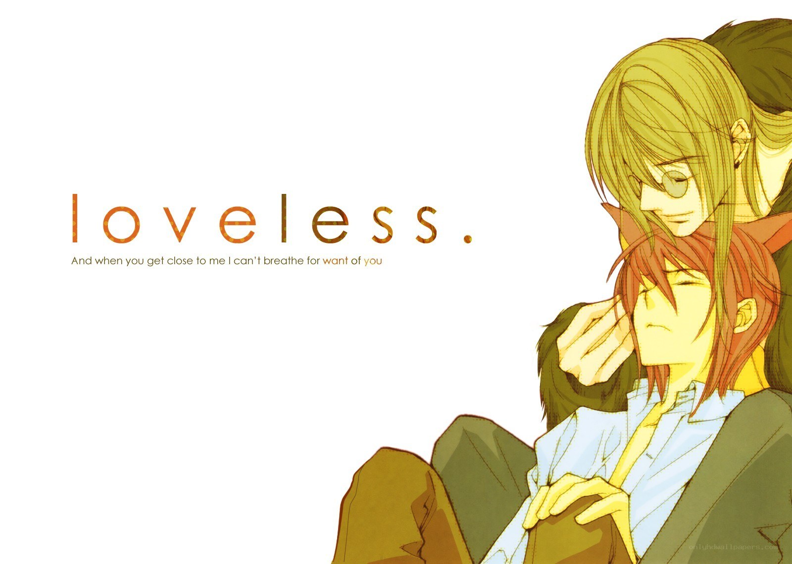 anime couple embrace
