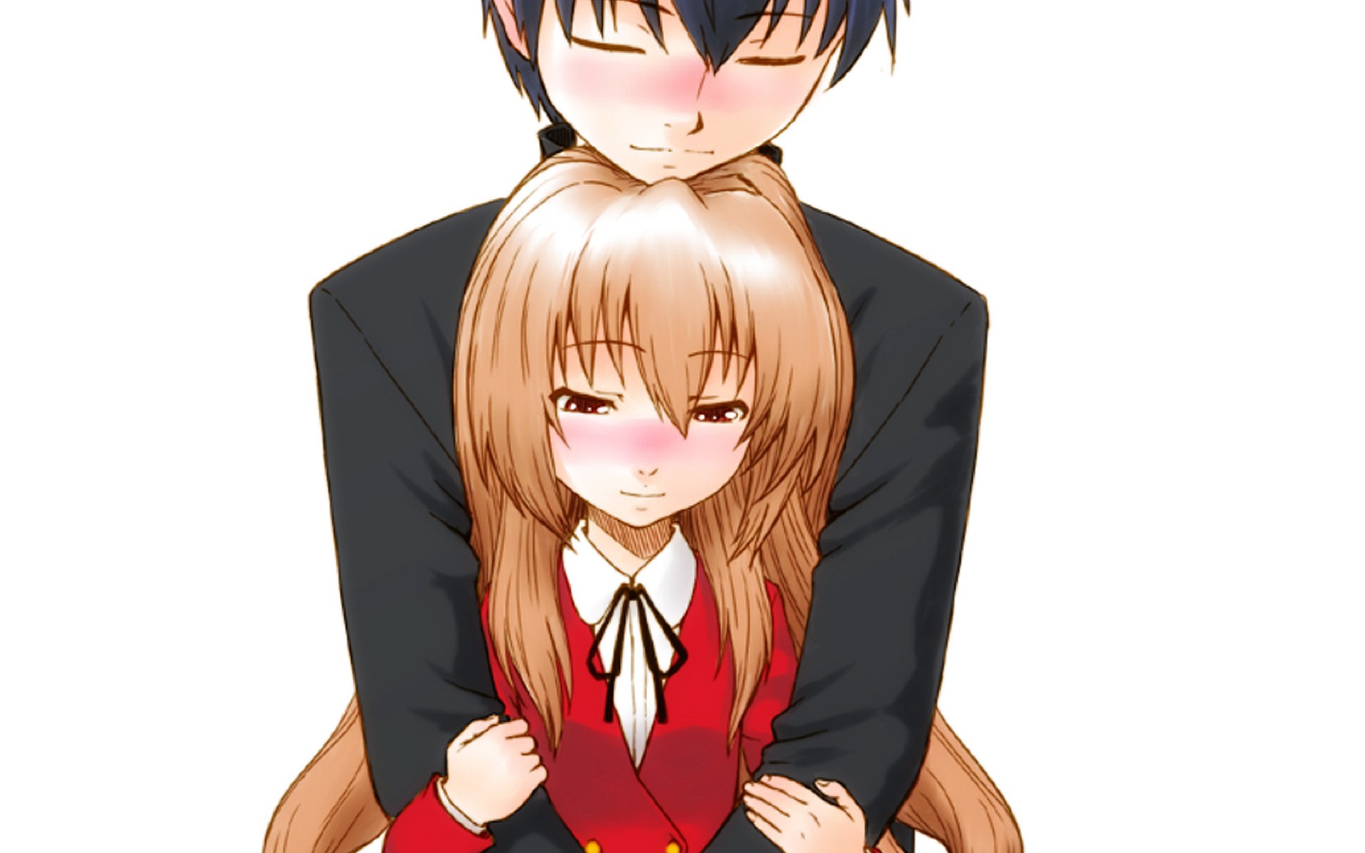 anime couple embrace