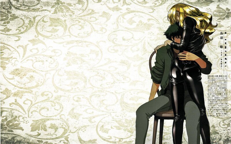 anime couple embrace