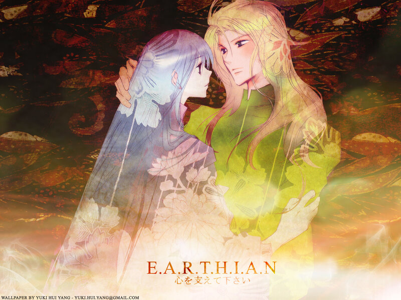 Anime couple embrace